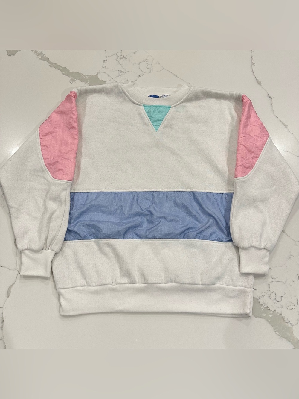 Vintage Choices From Gitano White Colorblock Sweatshirt Women S Satin 80’s 90’s